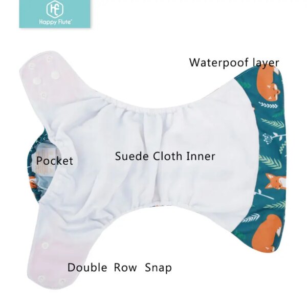 Happyflute Eco Baby Cloth Diapers - Set of 4 (no inserts) - Image 3