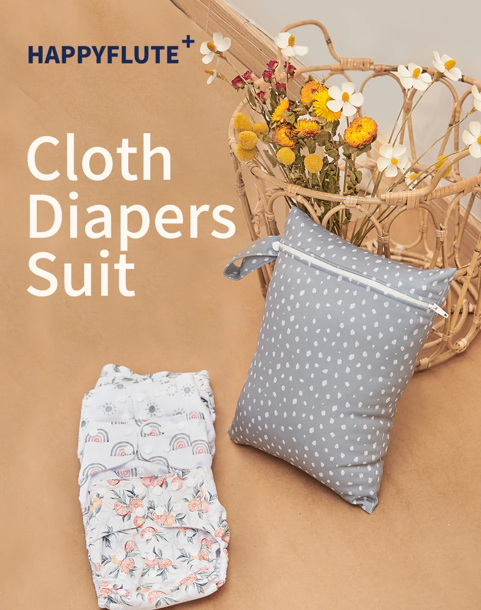 HappyFlute New Four-Piece Set Waterproof Pocket Cloth Diaper Suit With 4Insert &Wet Bag Newborn Baby Stuff HappyFlute New Four-Piece Set Waterproof Pocket Cloth Diaper Suit With 4Insert &Wet Bag Newborn Baby Stuff
