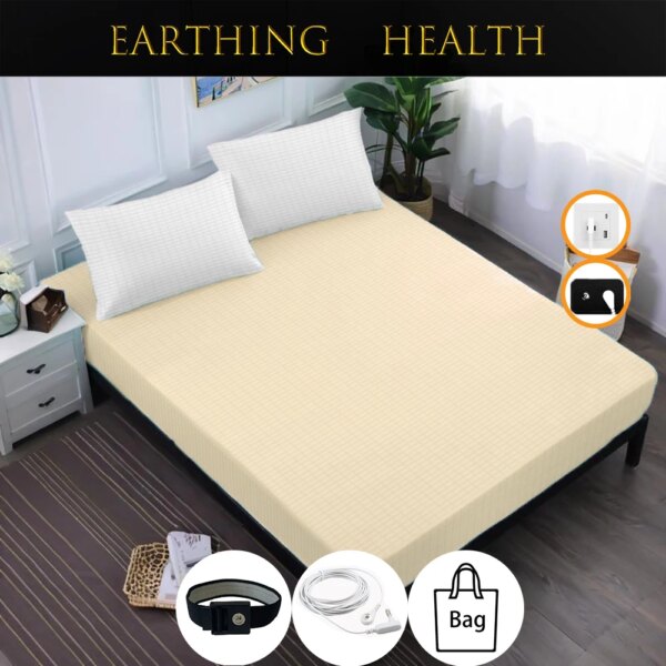 Earthing Fitted Bedsheet Queen Size 10% Silver Organic Cotton